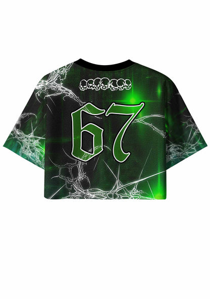 Green Gothic Faggot Pride Y2K Crop Sport Jersey Shirts Cherrykitten
