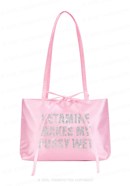Rhinestone K Makes My Puxxy Wet Y2K Satin Bags Cherrykitten
