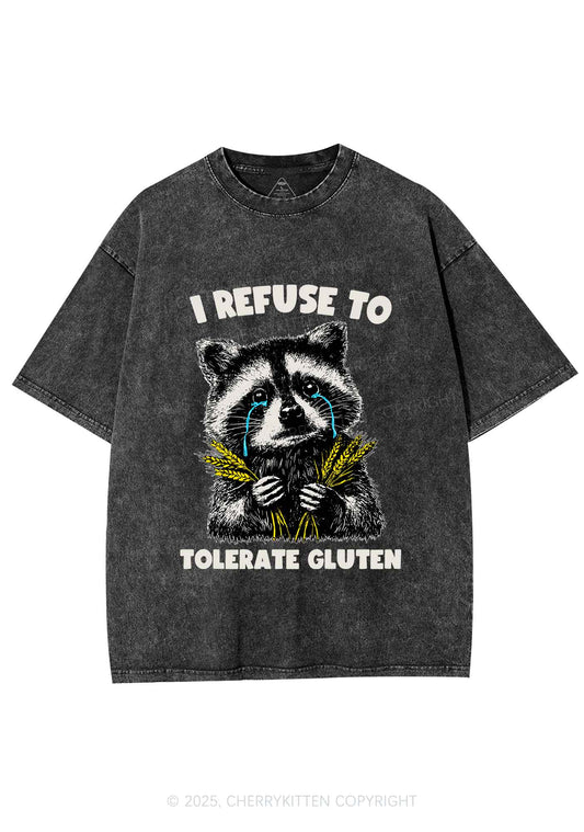 Refuse To Tolerate Gluten Y2K Shirts Washed Tee Cherrykitten