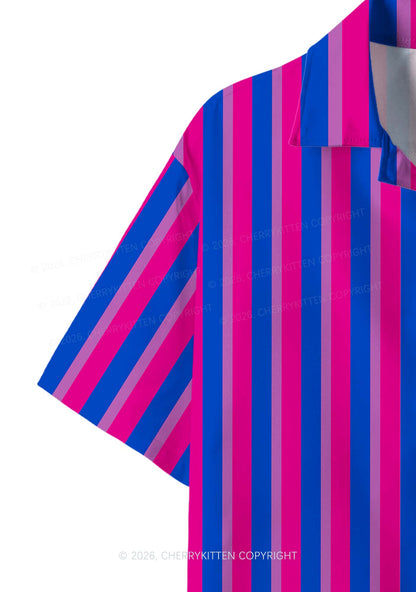 Bisexual Flag Pride Y2K Print Hawaiian Shirt Cherrykitten