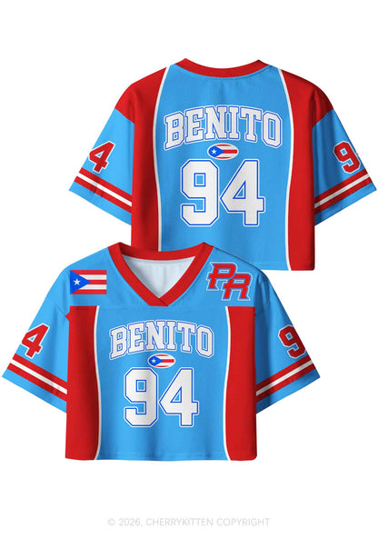 Light Blue Football Bunny Y2K Crop Sport Jersey Shirts Cherrykitten
