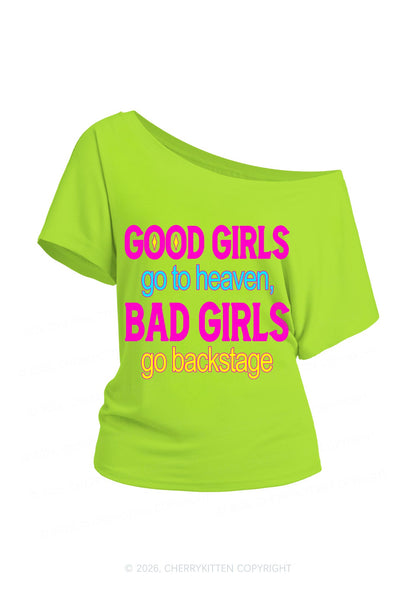 Bad Girls Go Backstage Y2K Off Shoulder Tee Cherrykitten