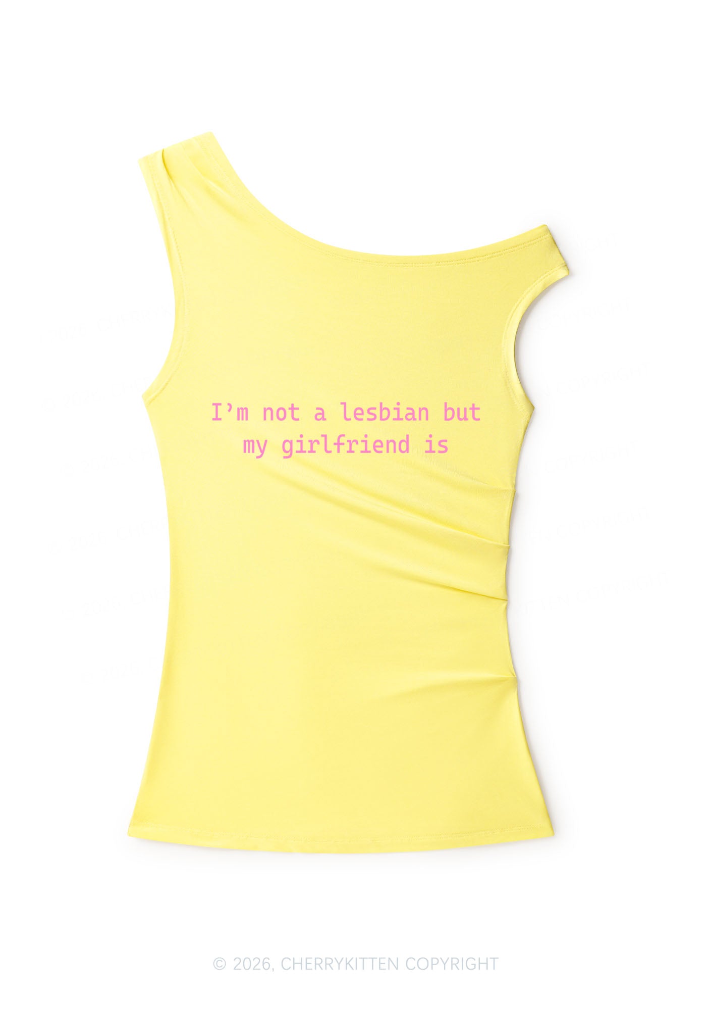 My Girlfriend Is Lesbian Pride Y2K Off Shoulder Tank Top Cherrykitten