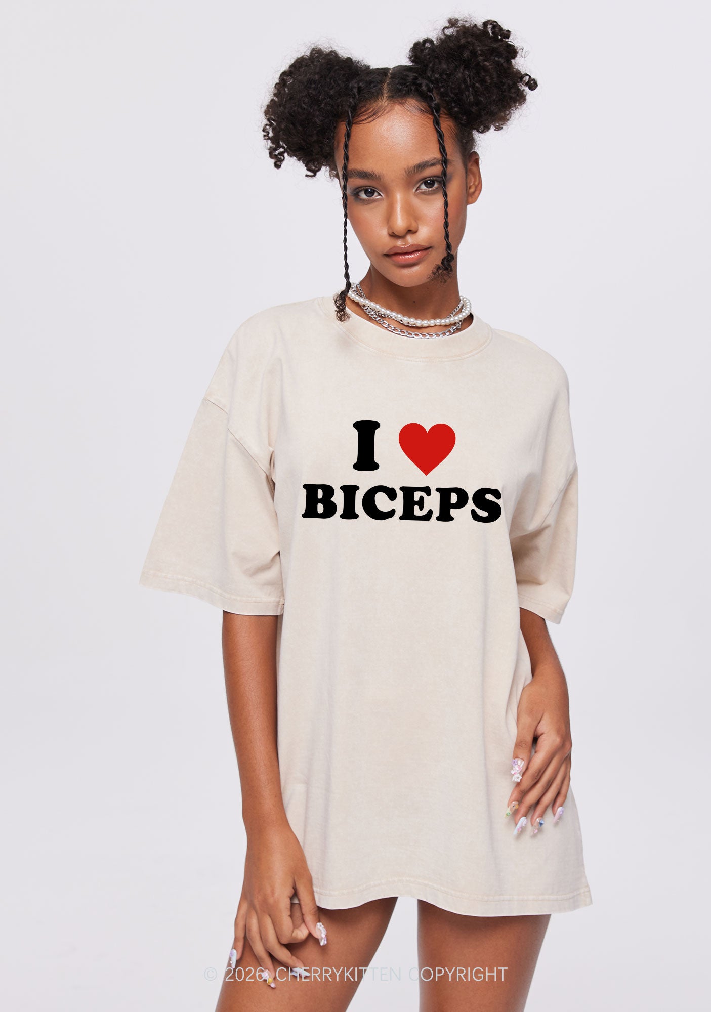 I Love Biceps Valentine's Day Y2K Shirts Washed Tee Cherrykitten