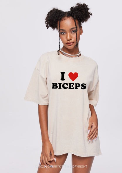 I Love Biceps Valentine's Day Y2K Shirts Washed Tee Cherrykitten