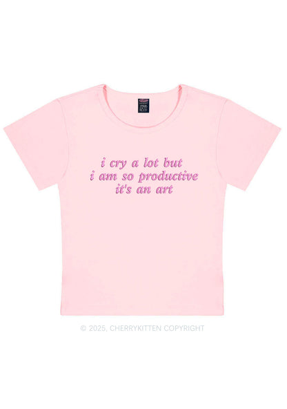 Embroidered I Cry A Lot Y2K Baby Tee Cherrykitten