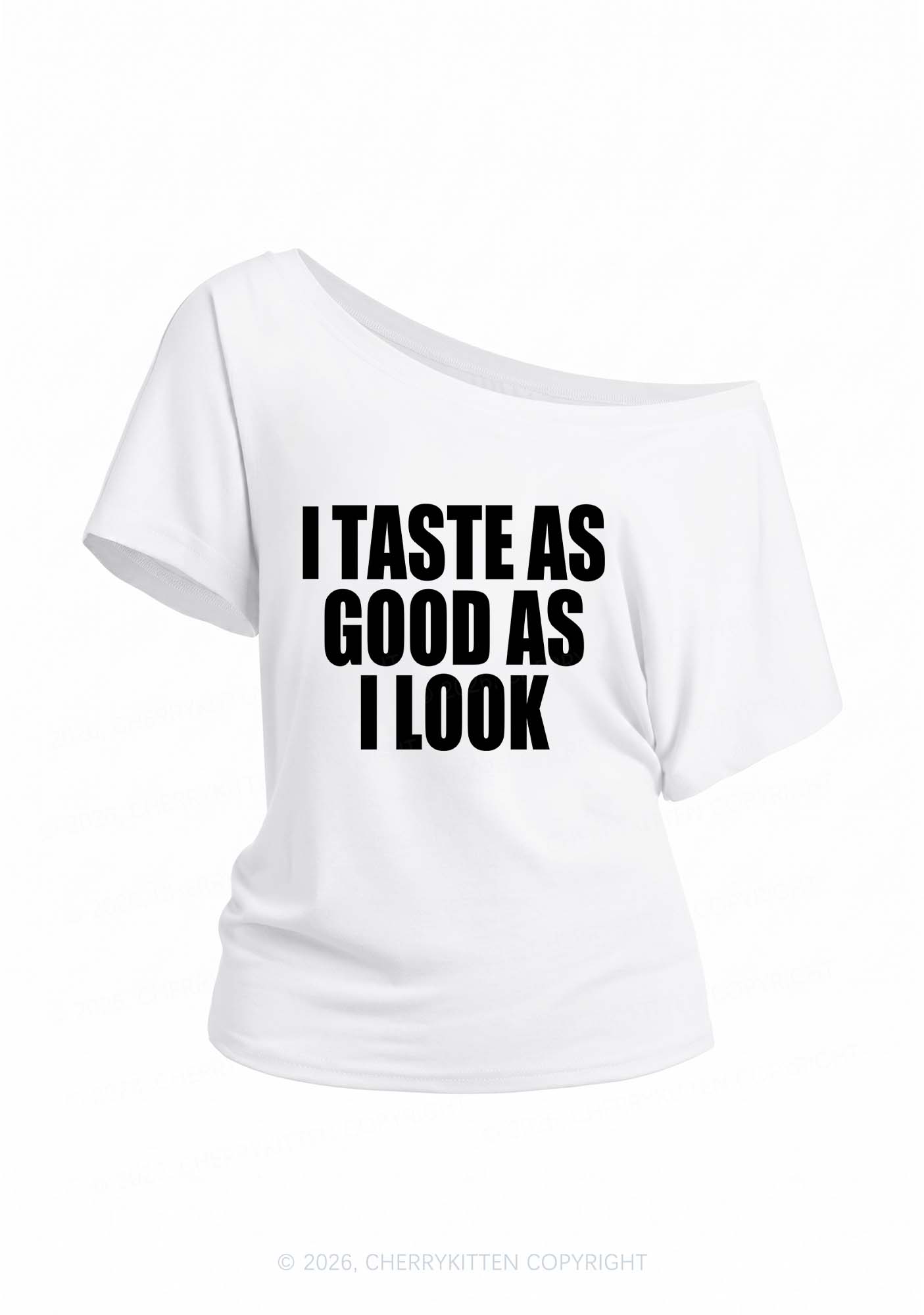 Taste Good Y2K Off Shoulder Tee Cherrykitten