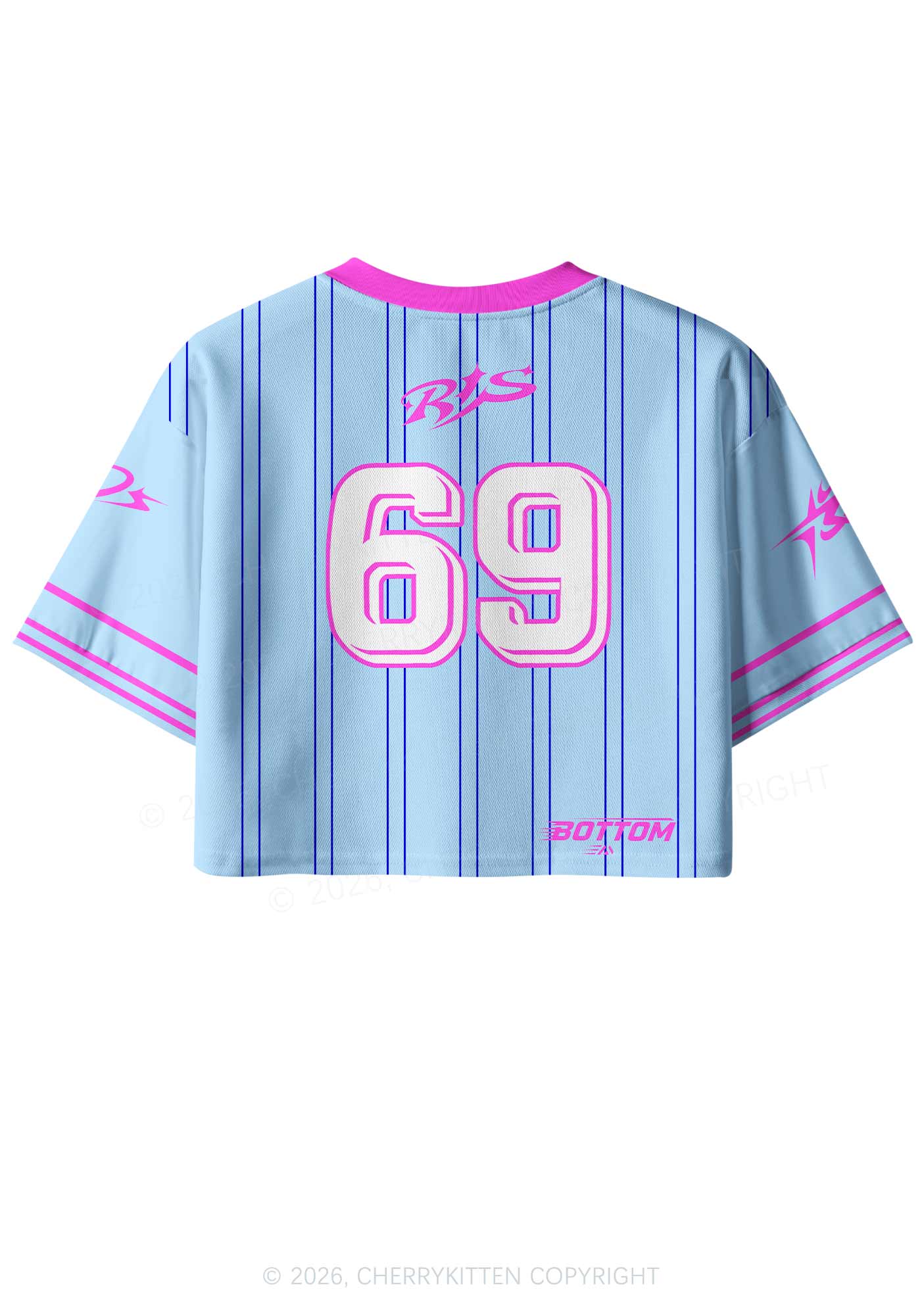 Blue Bottom Pride Y2K Crop Sport Jersey Shirts Cherrykitten