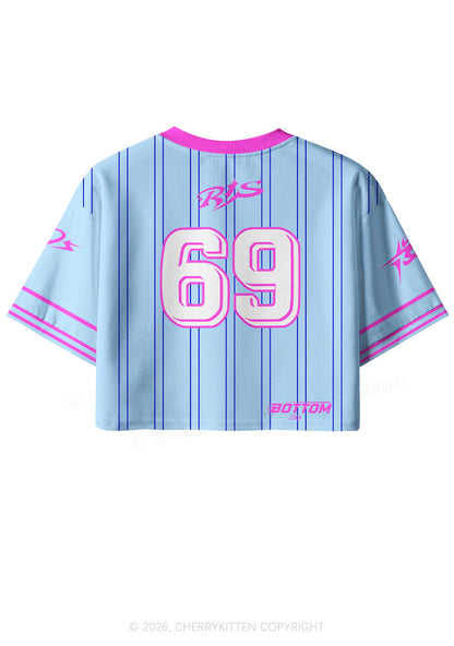 Blue Bottom Pride Y2K Crop Sport Jersey Shirts Cherrykitten