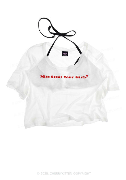 Miss Steal Your Girl Pride Y2K Sheer Crop Tee Cherrykitten