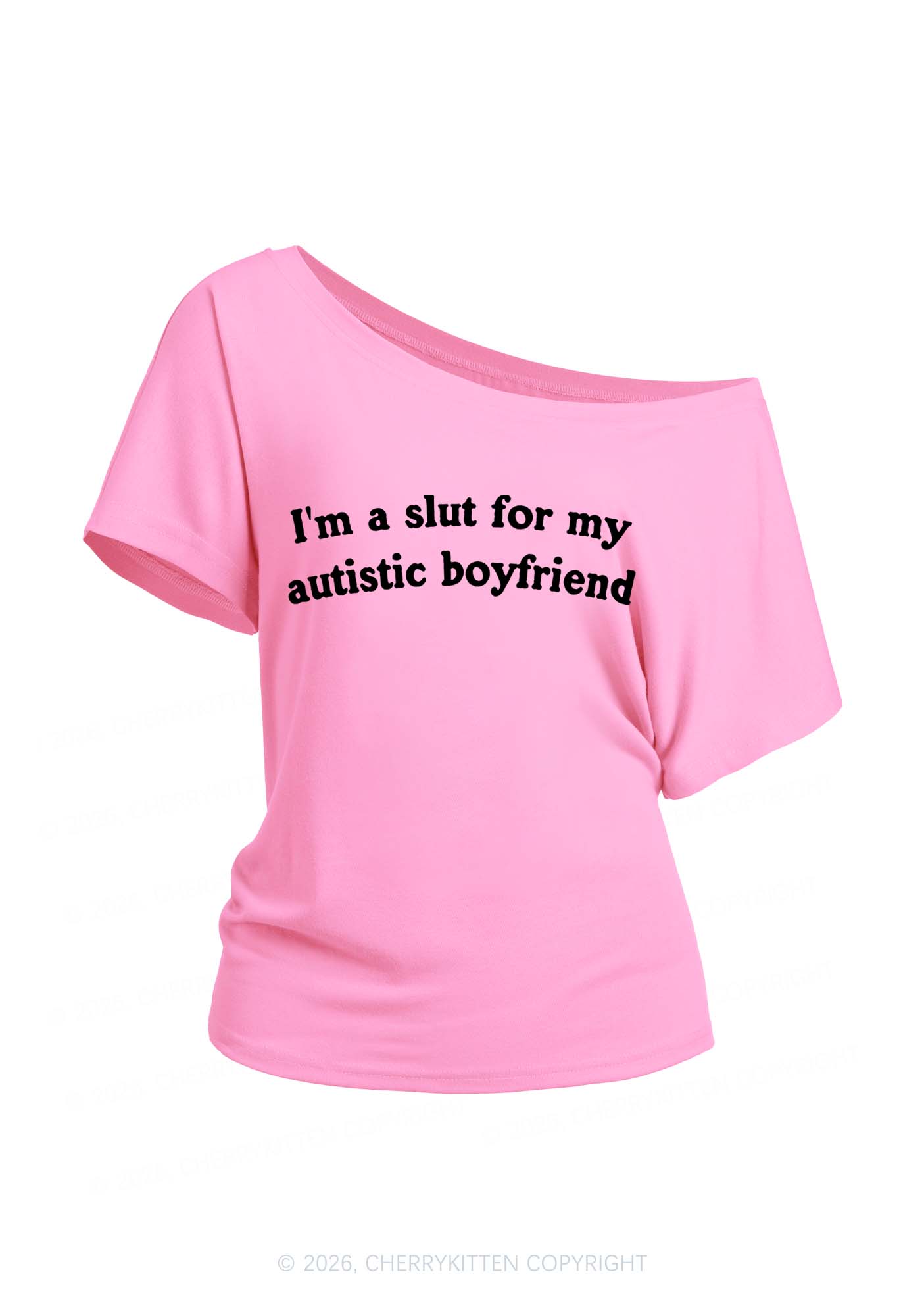 Slxt For My Autistic BF Y2K Off Shoulder Tee Cherrykitten