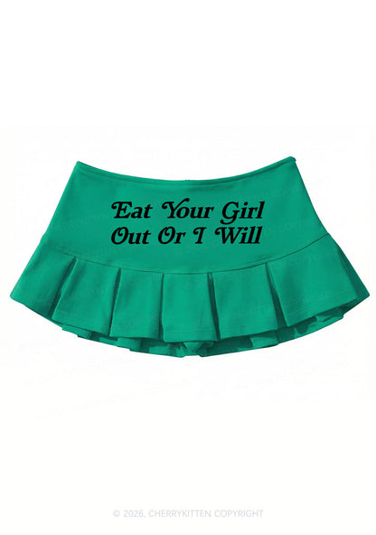 Eat Your Girl Out Y2K Mini Pleated Skirts Cherrykitten