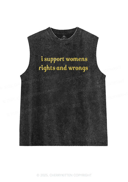 Glitter I Support Women Y2K Washed Muscle Tank Cherrykitten