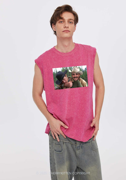Custom Gay Cowboy Pride Y2K Washed Muscle Tank Cherrykitten