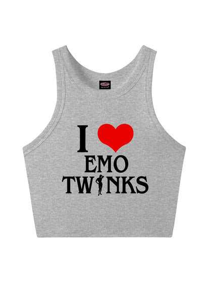 I Love Emo Twinks Pride Y2K Crop Tank Top Cherrykitten