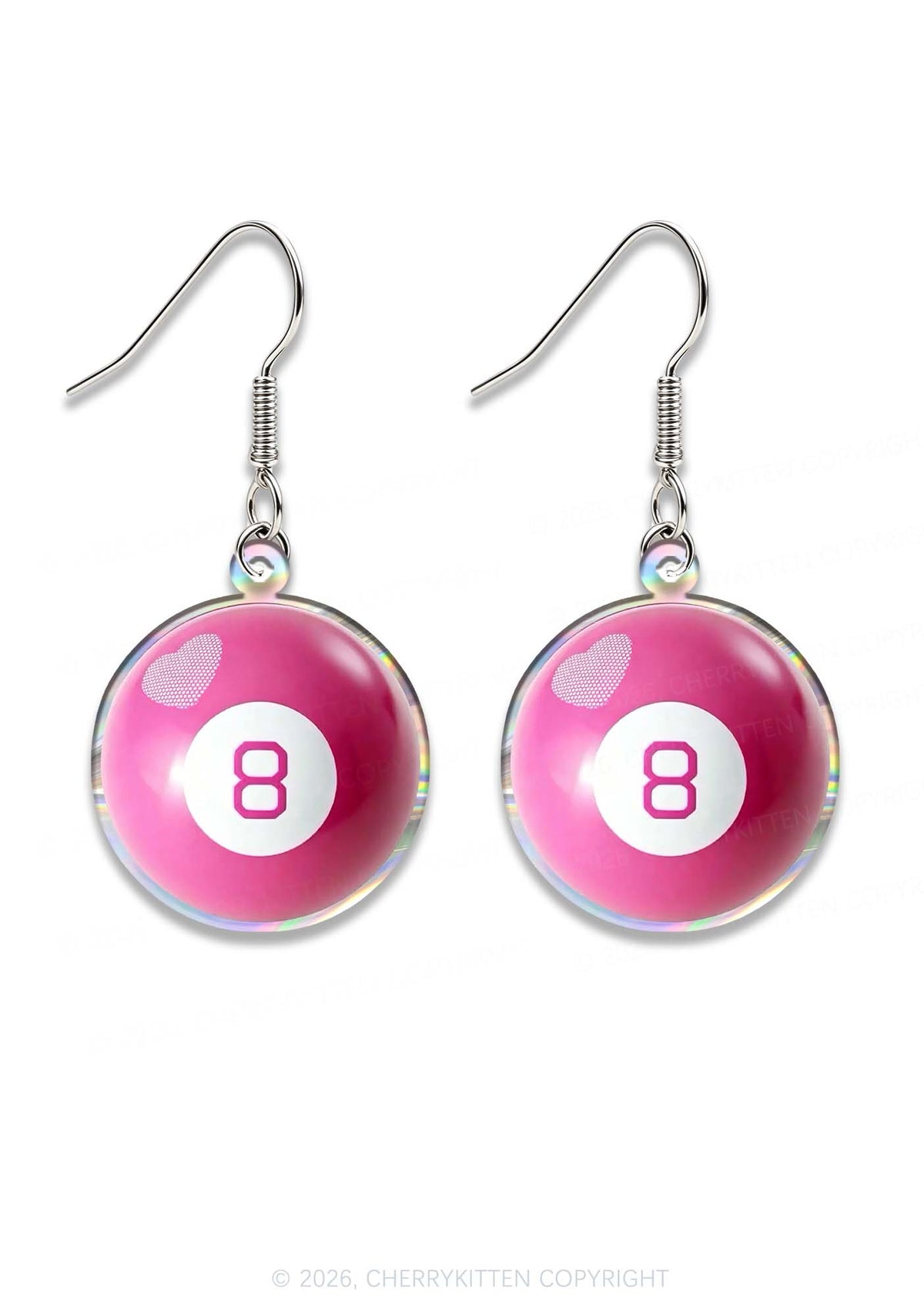 Pink Ball Eight Y2K Acrylic Earrings Cherrykitten