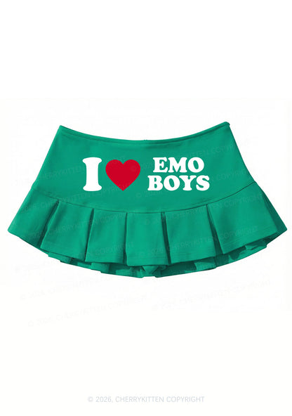 I Love Emo Boys Y2K Mini Pleated Skirts Cherrykitten