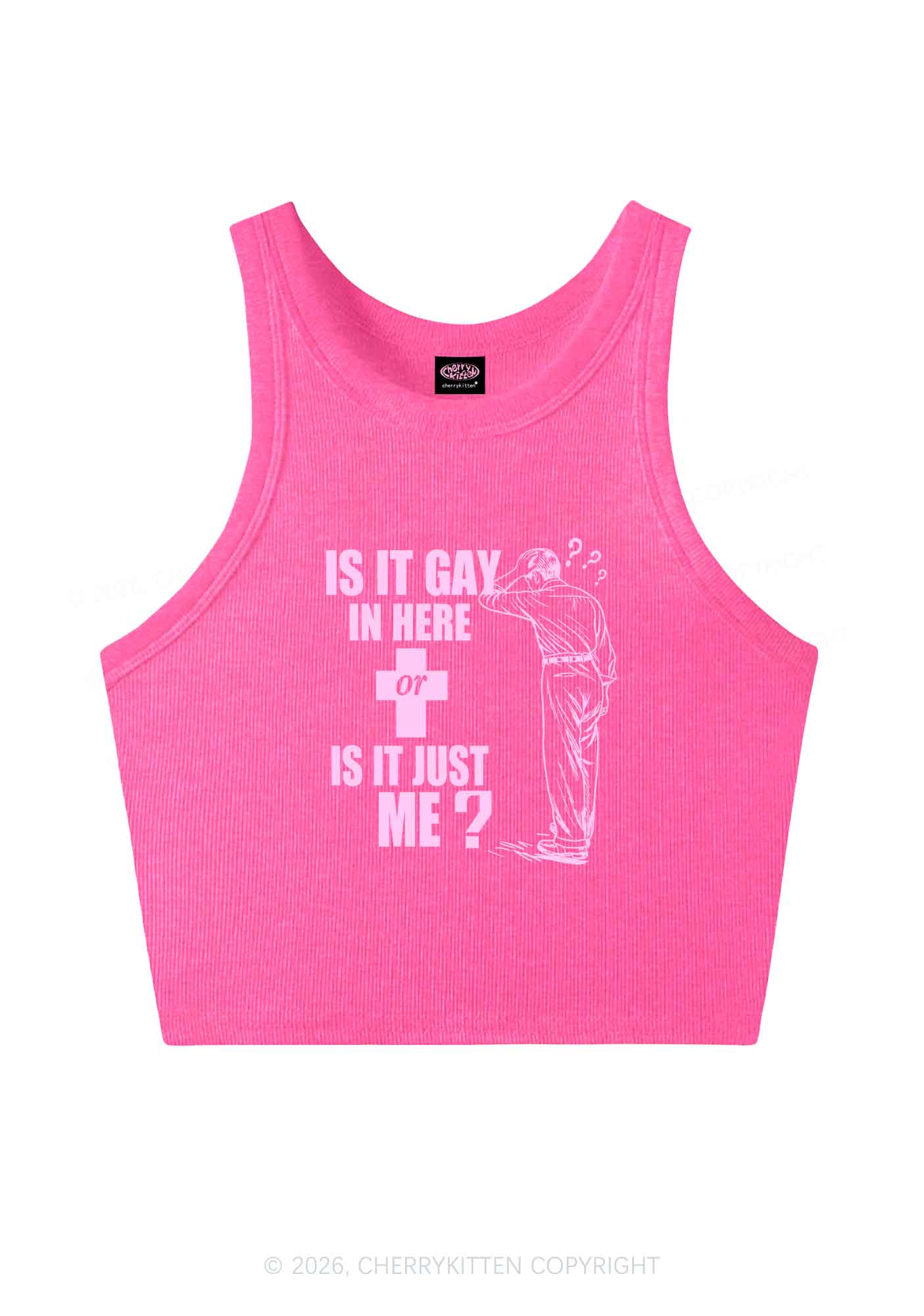 Is It Gay In Here Pride Y2K Crop Tank Top Cherrykitten
