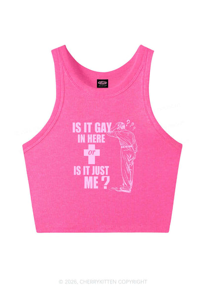 Is It Gay In Here Pride Y2K Crop Tank Top Cherrykitten
