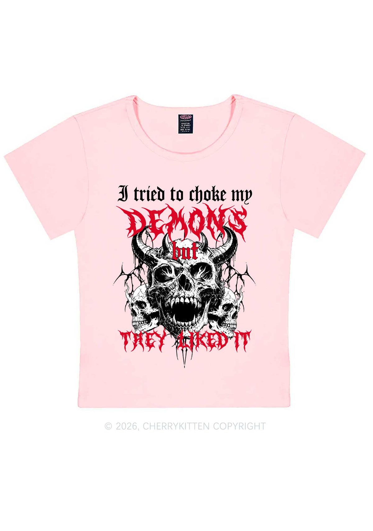 Halloween Choke My Demons Y2K Baby Tee Cherrykitten