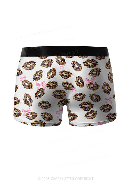Leopard Lip Print Valentine's Day Y2K Print Couples Boxer Briefs Set Cherrykitten