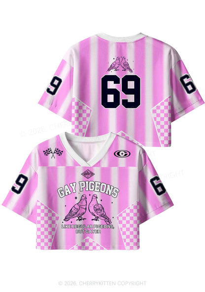 Gay Pigeons Pride Y2K Crop Sport Jersey Shirts Cherrykitten