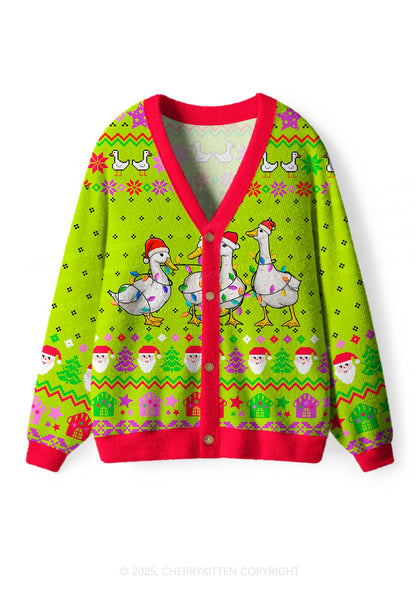 Santa Duck Y2K Christmas Cardigan Knit Sweatshirt Cherrykitten