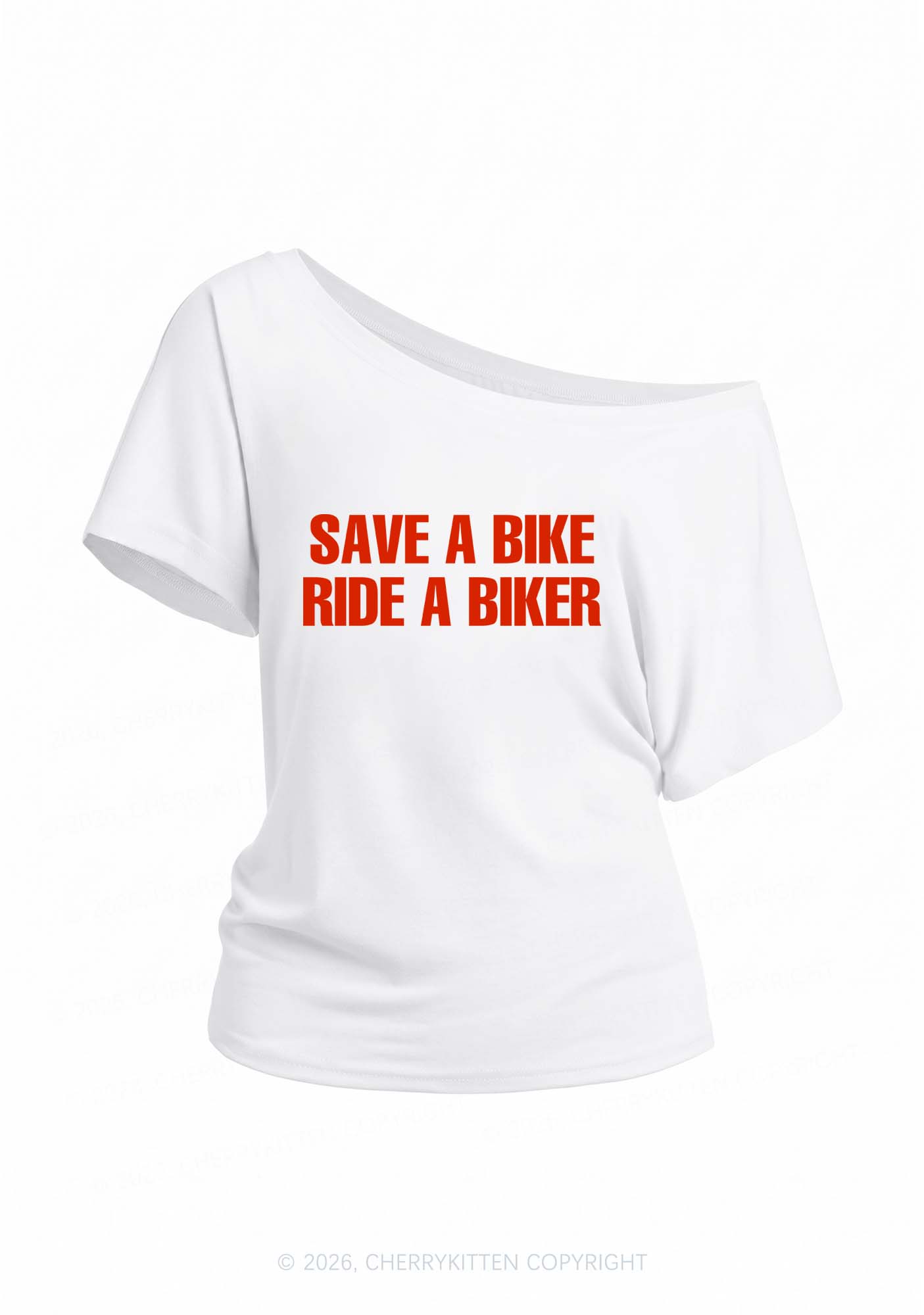 Save Bike Ride Biker Y2K Off Shoulder Tee Cherrykitten