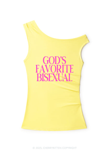 Gods Favorite Bisexual Pride Y2K Off Shoulder Tank Top Cherrykitten