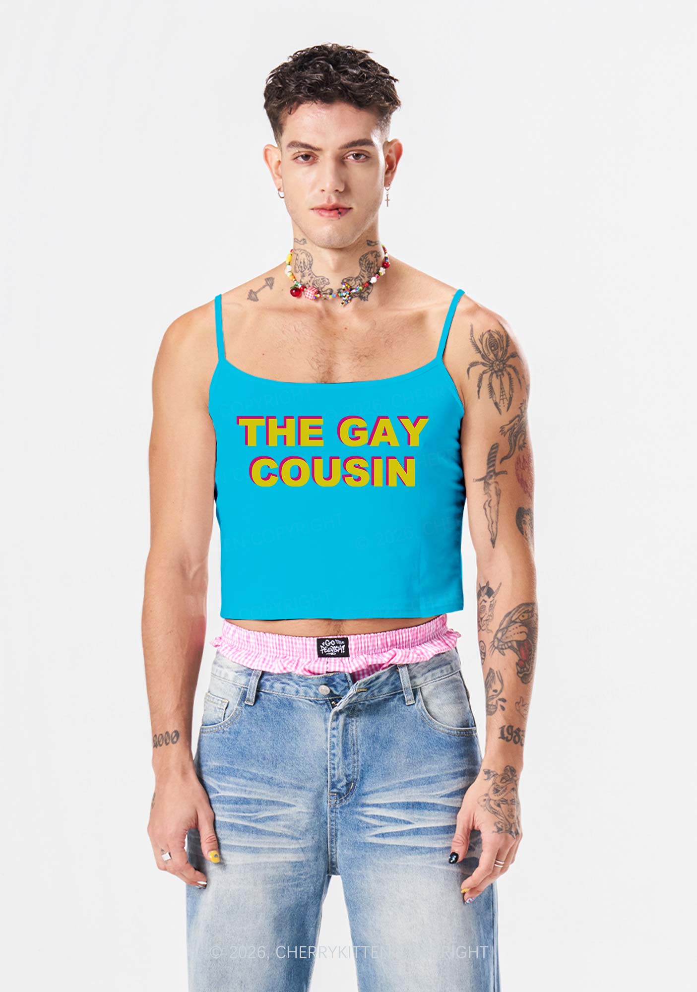 The Gay Cousin Pride Y2K Spaghetti Strap Cami Cherrykitten