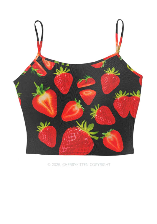 Black Strawberry Y2K Mesh Cami Tank Cherrykitten