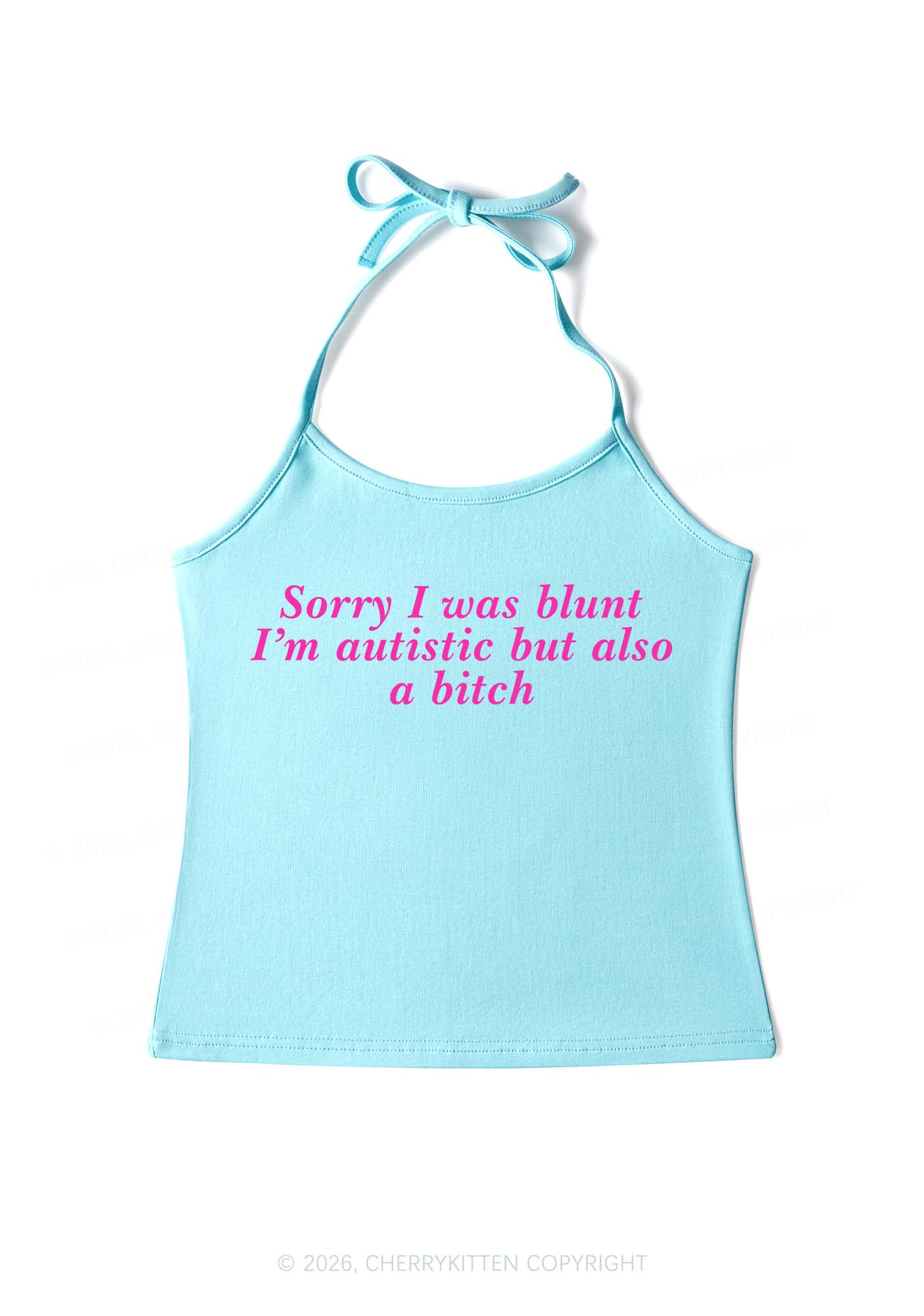 Sorry I Was Blunt Y2K Halter Neck Cami Cherrykitten