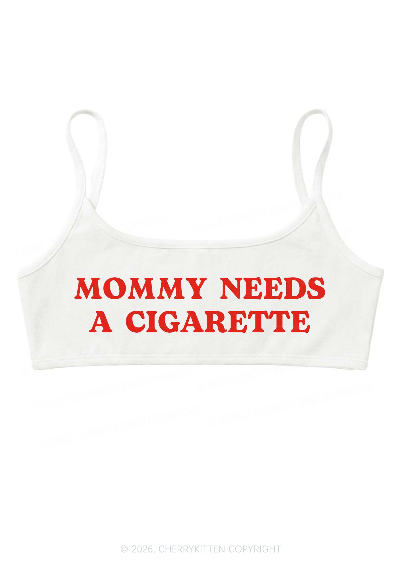 Mommy Needs A Cigarette Y2K Super Crop Cami Cherrykitten