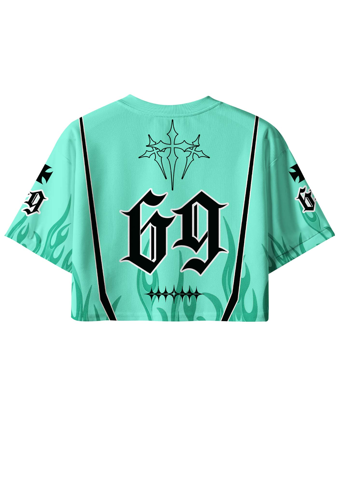 Mint Green Gothic Faggot Pride Y2K Crop Sport Jersey Shirts Cherrykitten