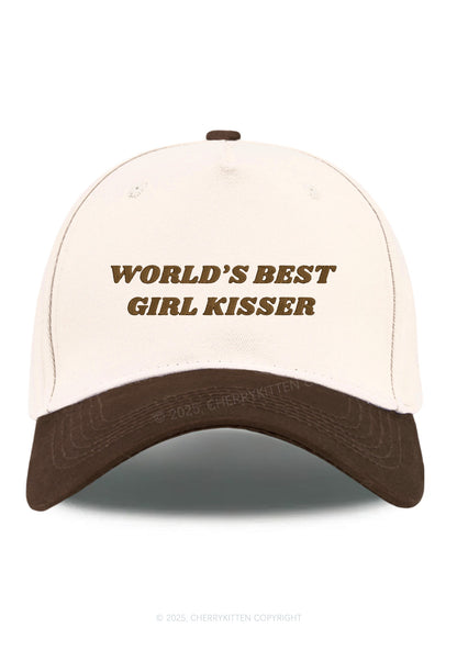 Embroidered Best Girl Kisser Pride Y2K Color Block Baseball Cap Cherrykitten