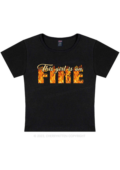Curvy This Girl On Fire Y2K Baby Tee Cherrykitten