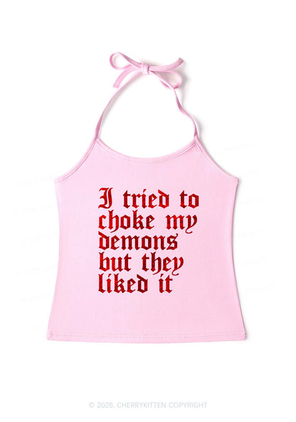 Halloween Choke Demons They Liked Y2K Halter Neck Cami Cherrykitten