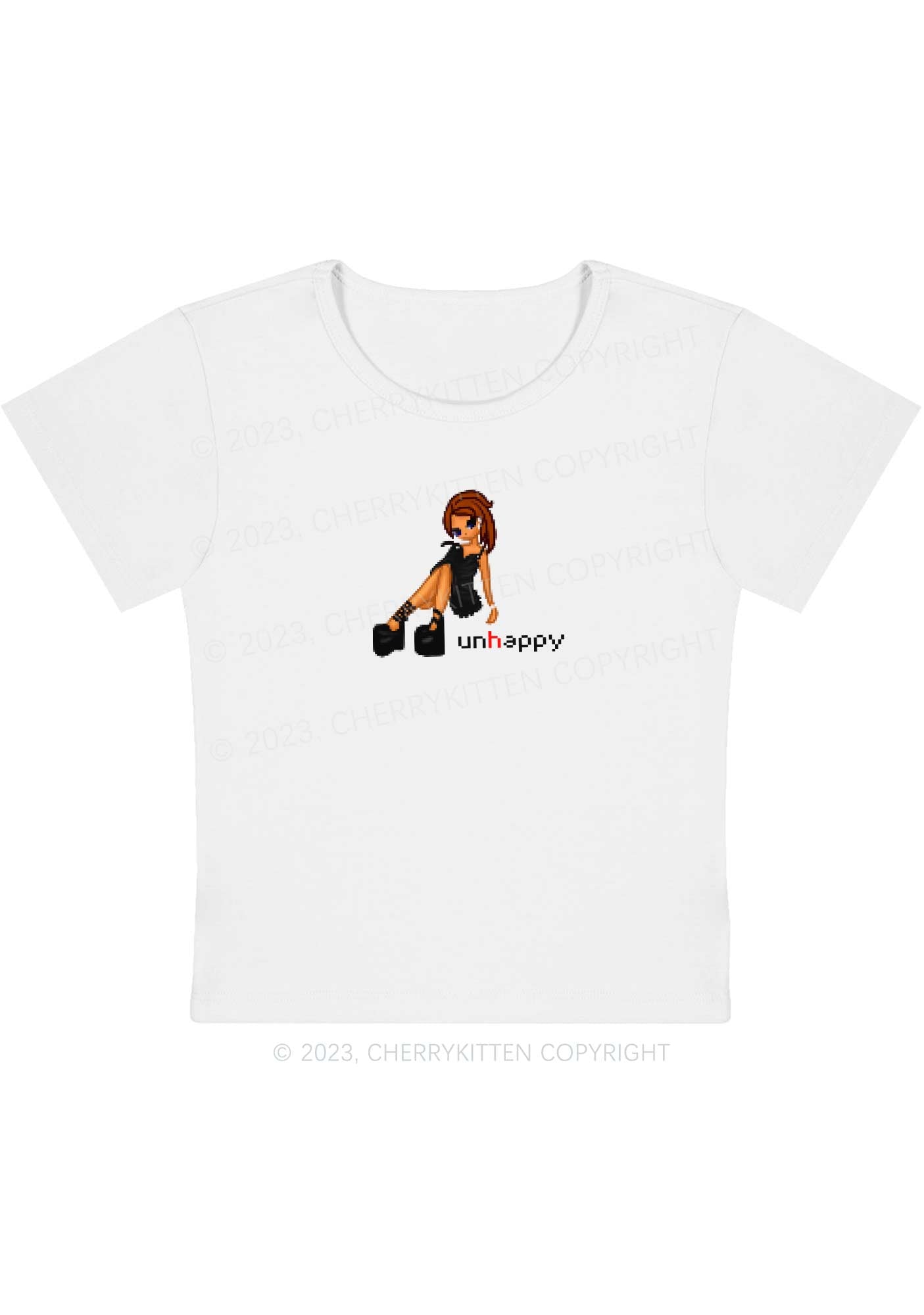 Curvy Unhappy Punk Girl Y2K Baby Tee Cherrykitten