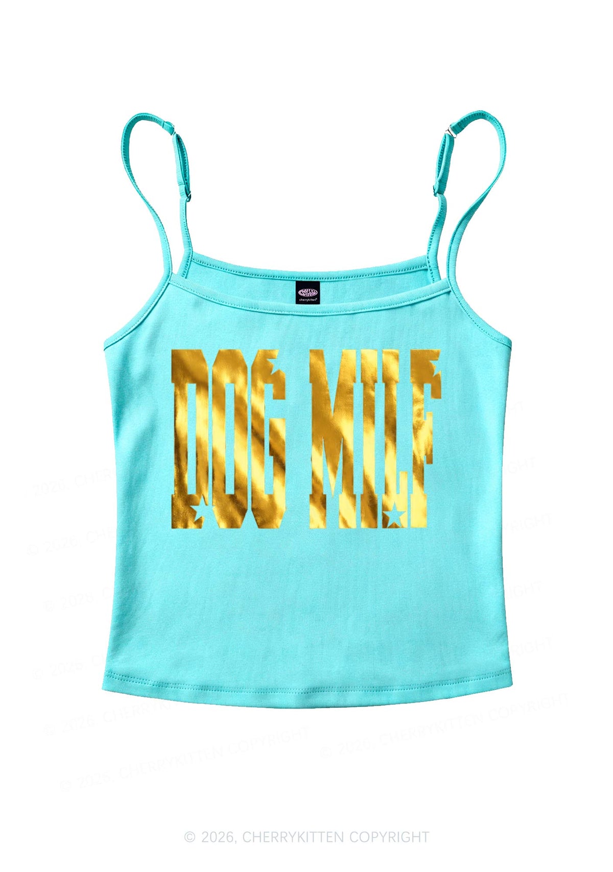 Dog Mxxf Silver Foil Printed Y2K Spaghetti Strap Cami Cherrykitten
