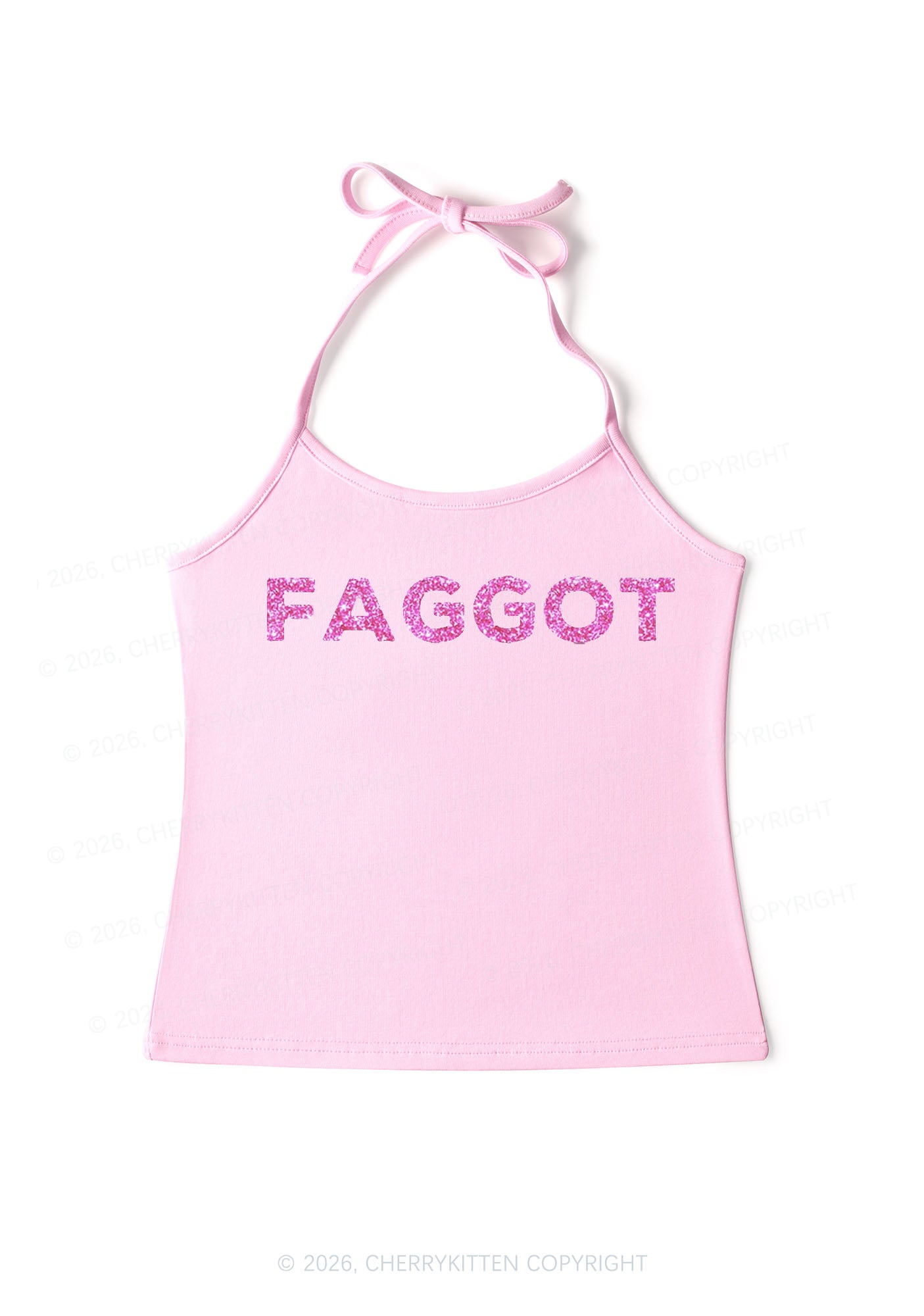 Glitter Faggot Pride Y2K Halter Neck Cami Cherrykitten