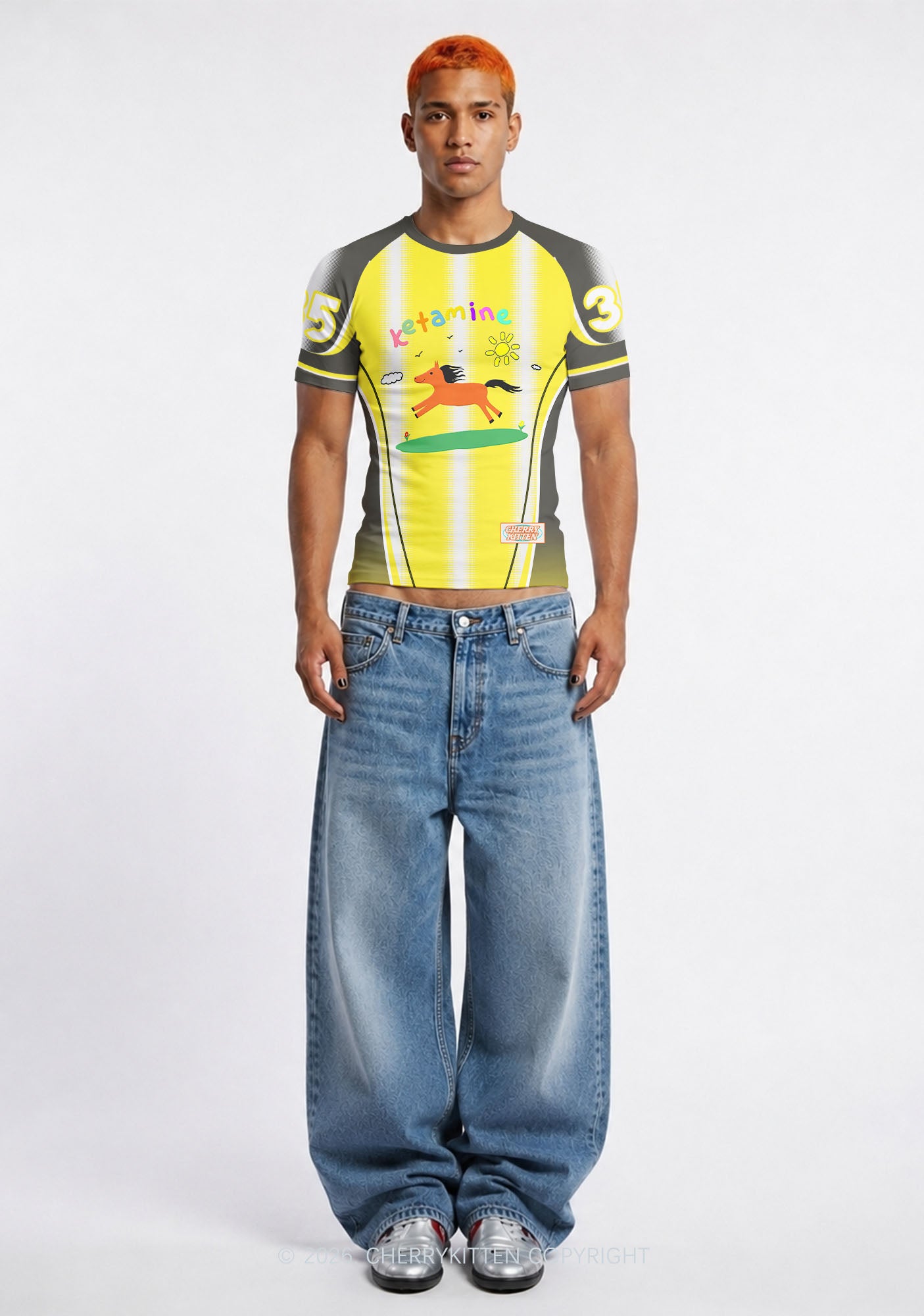 Yellow Pony Y2K Football Jersey Shirts Cherrykitten