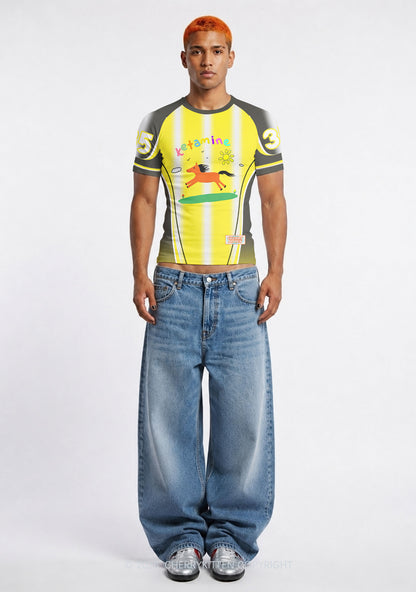 Yellow Pony Y2K Football Jersey Shirts Cherrykitten