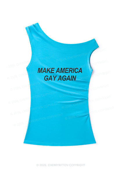 Make America Gay Again Y2K Off Shoulder Tank Top Cherrykitten