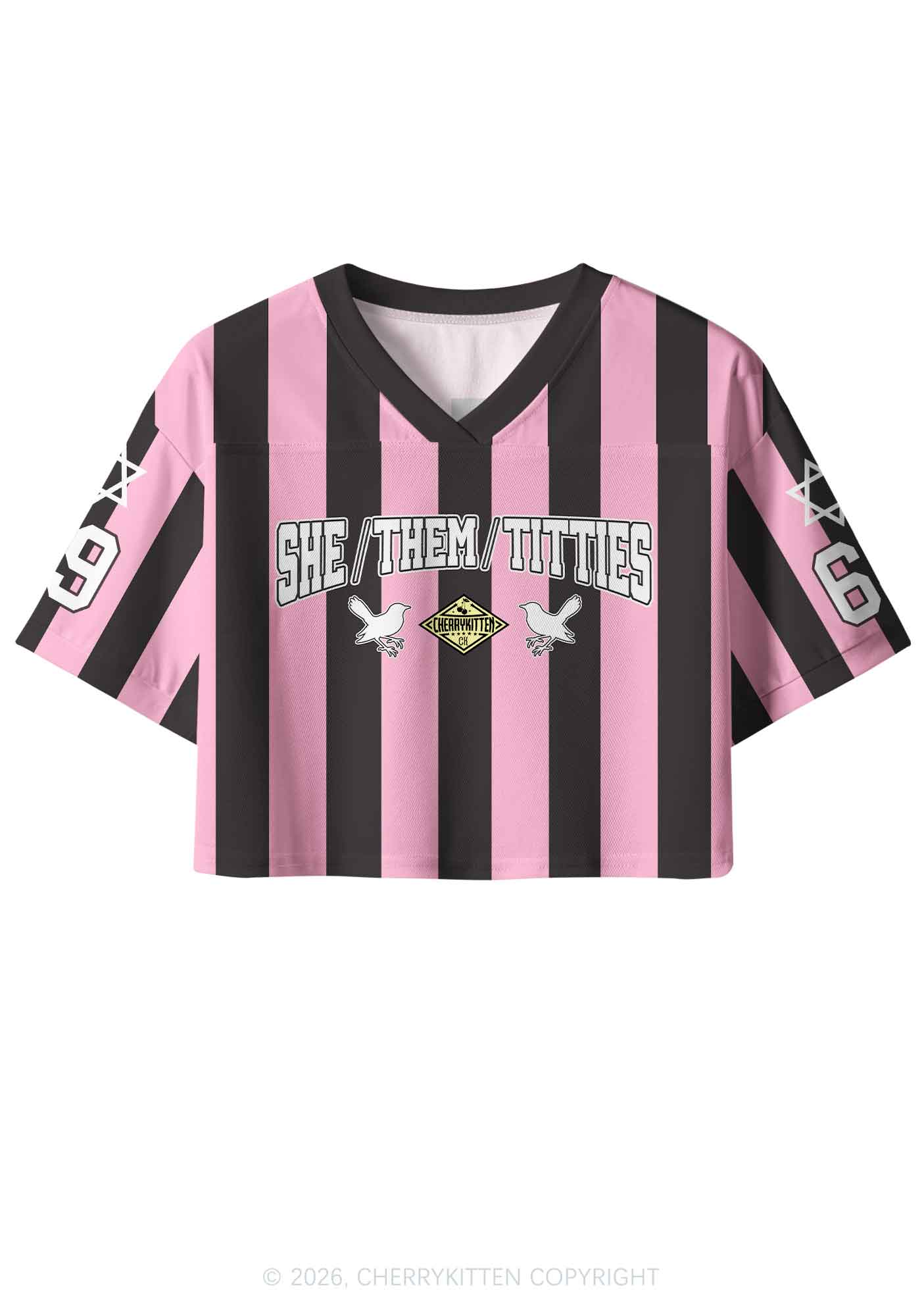 Pink Stripes She Them Txtties Pride Y2K Crop Sport Jersey Shirts Cherrykitten
