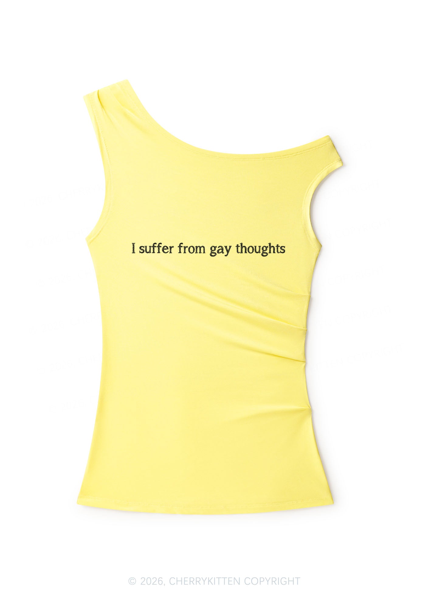 Suffer From Gay Thoughts Pride Y2K Off Shoulder Tank Top Cherrykitten
