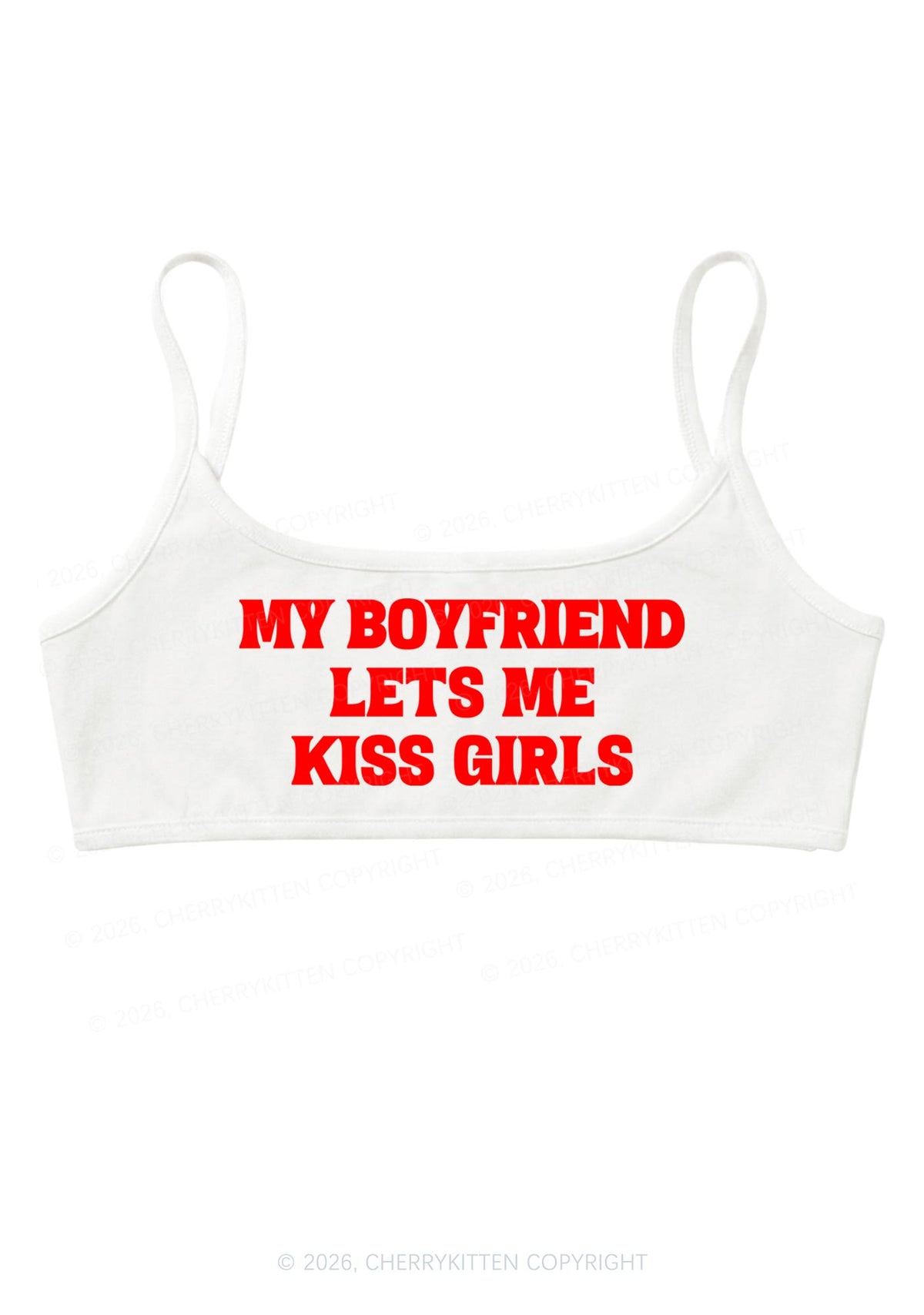 BF Lets Me Kiss Girls Y2K Super Crop Cami Cherrykitten