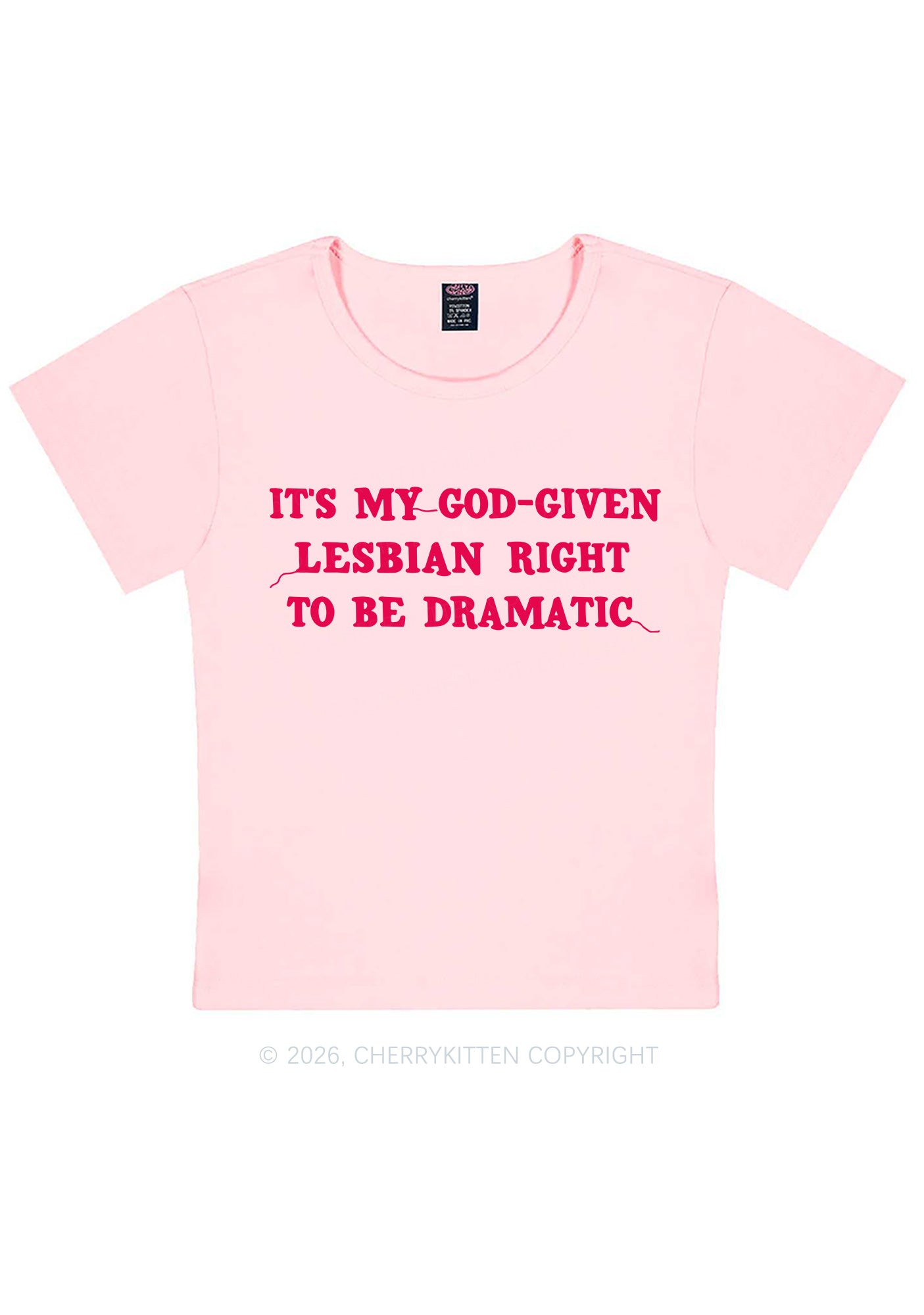 God Given Lesbian Right Pride Y2K Baby Tee Cherrykitten