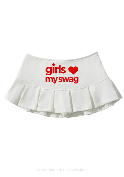 Girls Love My Swag Pride Y2K Mini Pleated Skirts Cherrykitten