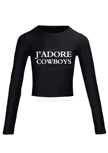 J'adore Cowboys Long Sleeve Crop Top Cherrykitten