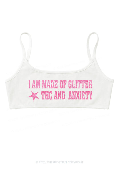 Made Of Glitter Thc Anxiety Y2K Super Crop Cami Cherrykitten